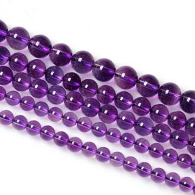 China Jewelry accssories Purple Quartz Gemstone Amethyst Round Beads A Grade Natural Amethyst Stone Strand Beads for sale