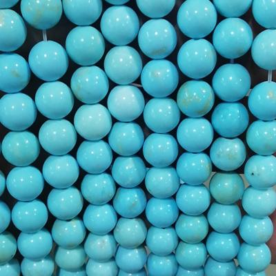 China Other Dyed Light Blue Turquoise Simple Color Magnesite Round Beads For Stone Bracelets for sale