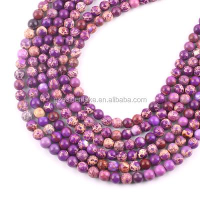 China Other Gemstones Stone Dyed Purple Color Printing Jasper Plain Round Beads for sale