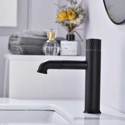 China New Metered Faucets XZK005 Bathroom Basin Faucets Cold And Hot Water Basin Black Solid Brass Faucets for sale