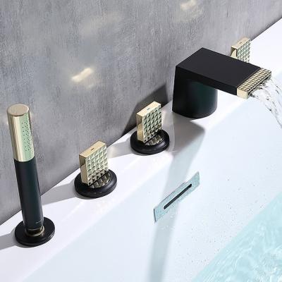 China Without Slide Bar Modern Gold Bath And Free Standing Shower Tub Faucet for sale