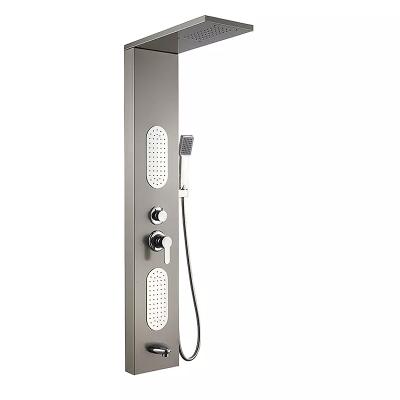 China Bodyless Wall Mounted Shower Panel Bathroom Stainless Steel Waterfall Massage Sliding Bar Jets Shower Panels Column Set for sale