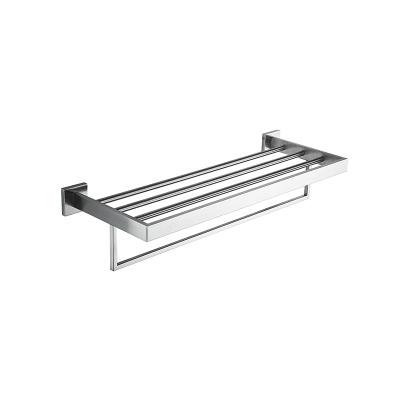 China Modern Fashion Hotel Stainless Steel Towel Rack Bathroom Towel Shelf Rack Bathroom Accessories Wall Mount for sale