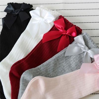 China New Children Toddler Socks Girls Autumn Winter Cotton Baby Long Soft Tube Sock Big Bow QUICK DRY High Quality Knee High Sock for sale