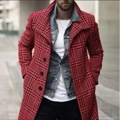 China New winter QUICK DRY style autumn black white plaid blends long thin coat jacket woolen warm clothes for men for sale