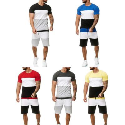 China Size 5xl Pulse Fitness Sport Wear Mens Sweatshirt Shorts Summer Breathable Patchwork Shorts+T-shirt 2 Piece Set for sale