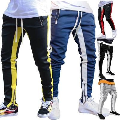 China 2021 Breathable New Type Running Autumn Joggers Sports Striped Gym Fitness Pants Bodybuilding Streetwear Sweatpants With Zipper For Men for sale