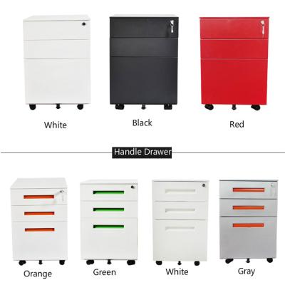 China Modern Movable 3 Drawer Office Filing Cabinet Steel Metal Mobile Filing Cabinet for sale