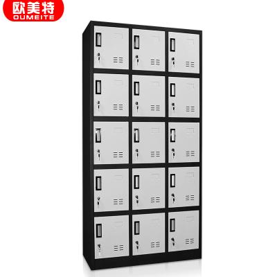 China (Other) 15 Door Adjustable Locker Metal Gym Locker Cabinet Staff Almirah Steel Wardrobe Cabinet for sale