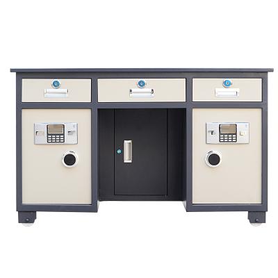 China Modern Heavy Steel Office Security Table Desk Cabinet With Safe Box Cabinet for sale