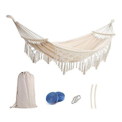 China YASN DC011 Durable Macrame Hammock Tree Ultralight Tassel Set Outdoor Swing Double Hammock With Rope for sale