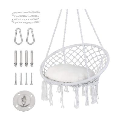 China YASN DY002 Durable Round Outdoor Folding Macrame Swing Cotton Garden Hammock Outdoor Hanging Hanging Chair for sale