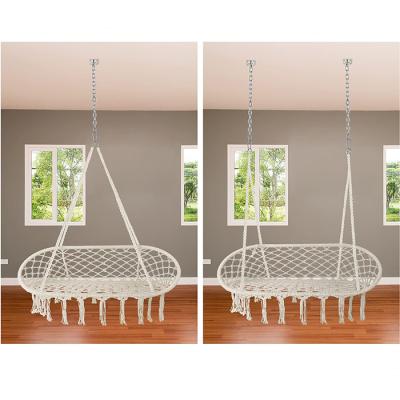 China YASN DY014 Soft Indoor Outdoor Garden Chair Hanging Swing Mesh Handwoven Cotton Macrame Hammock for sale