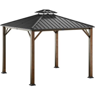 China YASN ZYP010 Outdoor Garden Gazebo Canopy Wooden Hard Top Aluminum Aluminum Outdoor Gazebo With Roof Vent for sale