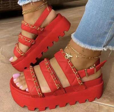 China Women Platform Strap Chain Heel Sandal Anti-slippery Shoes 2021 for sale