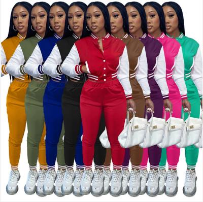 China 2021 Breathable Women 2 Piece Sweatsuit Set Custom Womens Long Sleeve Sweatsuit Korean Long Sleeve Tops For Women for sale