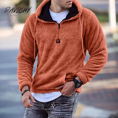 China Custom Logo Hoodie Men Sherpa Fluffy Fleece Pullover Fashion Faux Fur Men Anti-Shrink Hoodies for sale