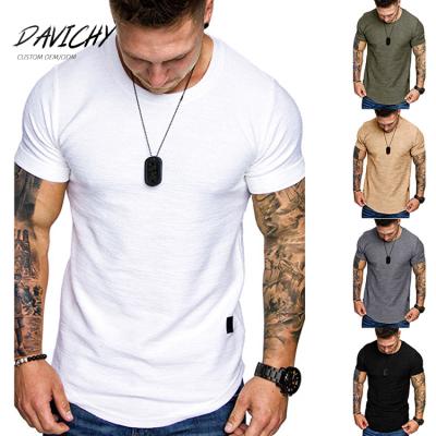 China Fashion Solid Color T-shirt Men Cotton Gym Wear QUICK DRY Stylish Shorts Sheath White Mens T Shirts for sale