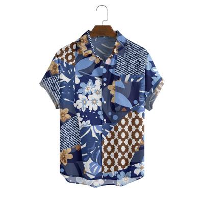 China 2021 Summer Mens Stripe Causal Viable Shirt Short Sleeve Hawaiian Beach Plus Size Mens Shirts for sale