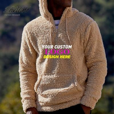 China Chenille Anti-Shrink Custom Embroidery Hoodies Plaid Sherpa Oversized Pullover Zip Fleece Hoodie for sale