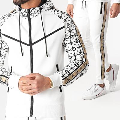 China Fashion Sports Mens Viable Top Tracksuit Printed Casual Patchwork Jacket And Coat Wholesale Zipper Up Sweatsuit Two Piece Sets for sale