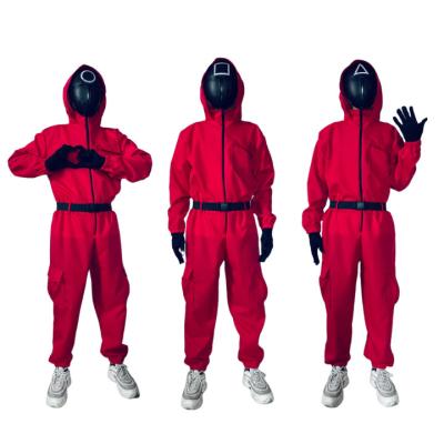 China Hot Sale Squid Game Korea Halloween Anti-Shrink Sweatshirt Costume Custom Logo Cosplay Zipper Up Red Unisex Costume Overalls for sale