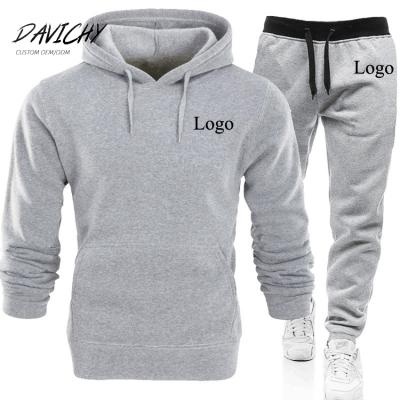 China Fashion Windproof Men Casual Jogger Suit Set Support Logo Solid Color Sweatsuit Hoodies Custom Made Sets for sale