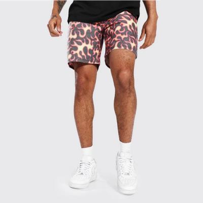 China High Quality Mens Breathable Workout Shorts Relaxed Fit Pink Leopard All Over Print Denim Pants Vintage Mens Streetwear Shorts 100% Cotton for sale