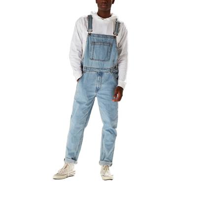 China 2021 Men's Overalls Breathable Organic Cotton Men's Denim Jumpsuits Suspender Casual Washed Blue Men Overalls Pants Breathable Organic Cotton for sale