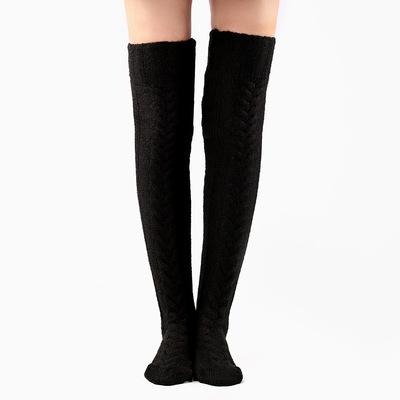 China Sporty 100% Custom Acrylic Over The Knee Stocking Home Socks Double Diamond Solid Leg Warmer Socks For Women for sale