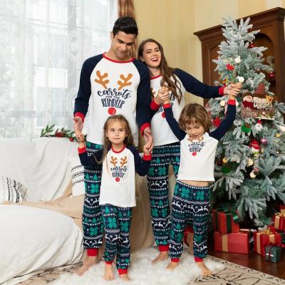 China 2021 Warm Family Pajamas Low Moq Designer Christmas Pajamas Antlers Letter Print Pattern Suit Long Sleeve Breathable Two-Piece Winter for sale