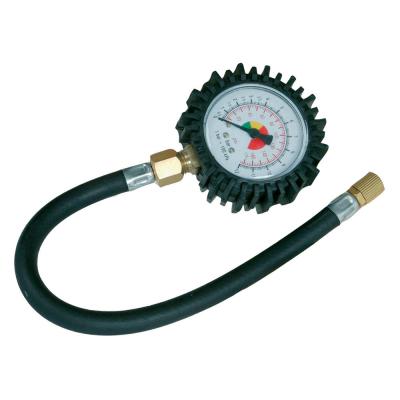 China HUBEN 0-100PSI Vehicle Car Truck Engine Tire Bronze Auto Tire Air Pressure Gauge With Flexible Hose for sale