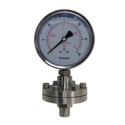 China 100mm Stainless Steel Low Pressure Liquid Filled Diaphragm Pressure Gauge 100mm for sale