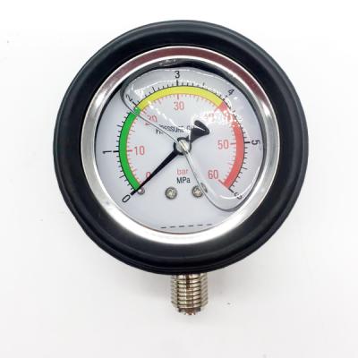 China HUBEN 63mm 2-1/2 Stainless Steel Case All SS 60Bar Oil Filled Pressure Gauge With Rubber Cover for sale