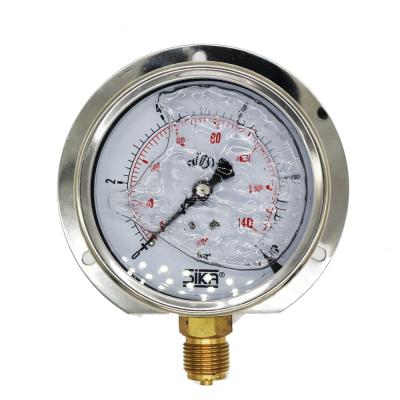 China 100mm Stainless Steel Half Fluid Bottom Pressure Gauge With Flange Mounting for sale