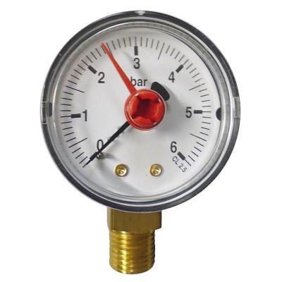 China HUBEN Industries Factory Price Stainless Steel High Pressure Water Filled Hydraulic Liquid Meter 0-6 Bar Bottom Connection 1/4