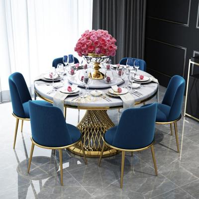 China Stainless Steel Dining Room Furniture Stainless Steel Table Dining Table With Center Revolving Modern Marble Dining Table for sale