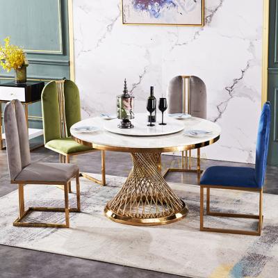 China Stainless other furniture marble commercial dining table and 8 seater round dining table luxury dining table sets for sale