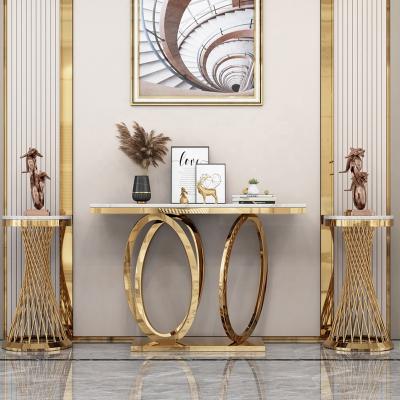 China Modern other living room furniture console tables marble luxury gold marble console table modern console table for sale