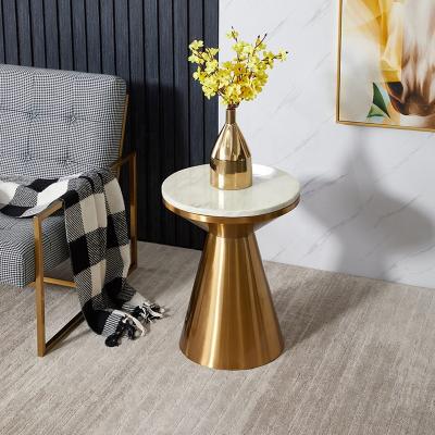 China Stainless Steel Living Room Furniture Stainless Steel Side Tables For Living Room Modern Round Marble Side Table Modern Metal Side Table for sale