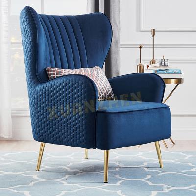 China Stainless Steel Bedroom Furniture Sofa Velvet Fabric Lazy Leisure Chairs Modern Single Sofa Leisure Lounger Upholstered Leisure Chair for sale