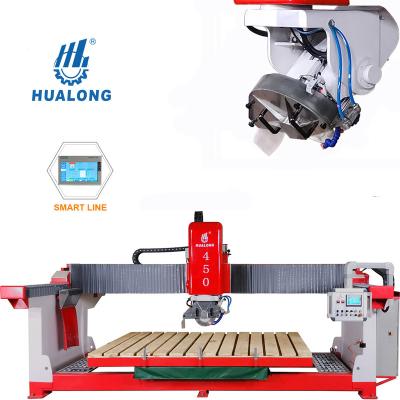 China Building Material Shops Hualong Stone Machinery Full Automatic Bridge Saw Laser Granite Stone Cutting Machine With Chamfering Marble Cutter for sale