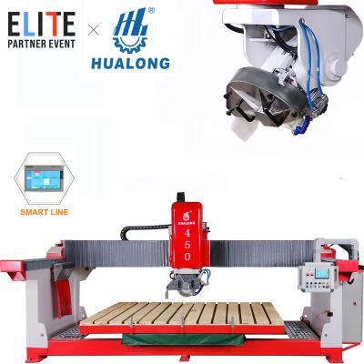 China Building material shops machinery manufacturer HUALONG HLSQ-450 monoblock bridge saw granite tile marble stone cutting machine à venda