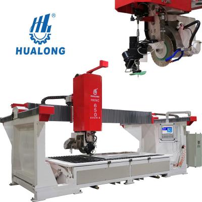 China Building Material Stores HUALONG HKNC-650J China China Multifunction Sawjet Porcelain Slab Machine 5 Axis CNC Bridge Sawjet with saw and waterjet for sale