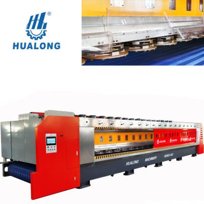 China Shops HUALONG HLMJX-16C Automatic Tile Granite Slab Resin Marble Line Building Material Polishing Machine With 16 fickert heads for sale