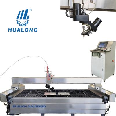 China Building Material Stores Hualong Manufacturer CNC Water Jet Waterjet Cutting Machine 5 Axis Stone Cutter For Glass Metal Ceramic Tile Countertop zu verkaufen