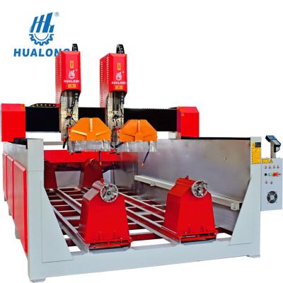 China HUALONG HLSD-1830-3D Double Head 4 Axis CNC Stone Router Machine Building Material Shops HUALONG HLSD-1830-3D With Vertical Blades For Marble Granite for sale