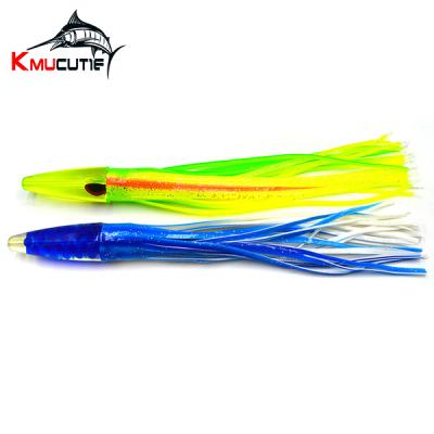 China Soft Resin Head and and PVC Skirst Sea Fishing Lure 7inch Soft Resin Wahoo Bait Head Marlin Trolling Tuna Fishing Lure for sale