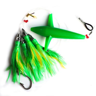 China 5 Inch Aircraft +4 Head Chicken Tail Hair Trawlers + Hooks Marlin Tuna Trolling Lures With Bag CHOCT60 Fishing Tackle for sale