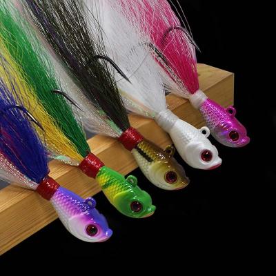 China Lead+deer Hair Bucktail Jig Sea Thrust Flounder Baits Bright Saltwater Freshwater Bucktail Head 1oz 2oz Jigs for sale